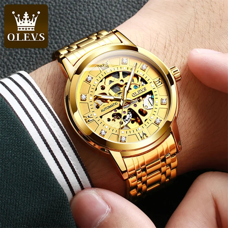 Elegance® 9901 Skeleton Watch Men Waterproof Luminous Casual Automatic Mechanical Watche Sports Men Black Steel Wristwatch Reloj Hombre
