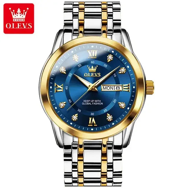 5513 OLEVS Couple Watch Pair for Men and Women Stainless Steel Waterproof Watches Luxury Gold Diamond Lover's Wristwatches ELEGANCE®