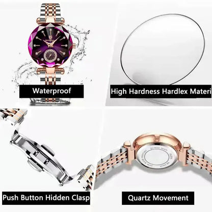 ELEGANCE® Luxury Woman Wristwatch Elegant Waterproof Stainless Steel Watch for Ladies Dress Diamond Quartz Women's Watches Reloj POEDAGAR