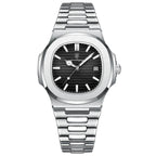 ELEGANCE® Luxury Square Watch Business Waterproof Male Clock Luminous Date Stainless Steel Quartz Men Watch POEDAGAR