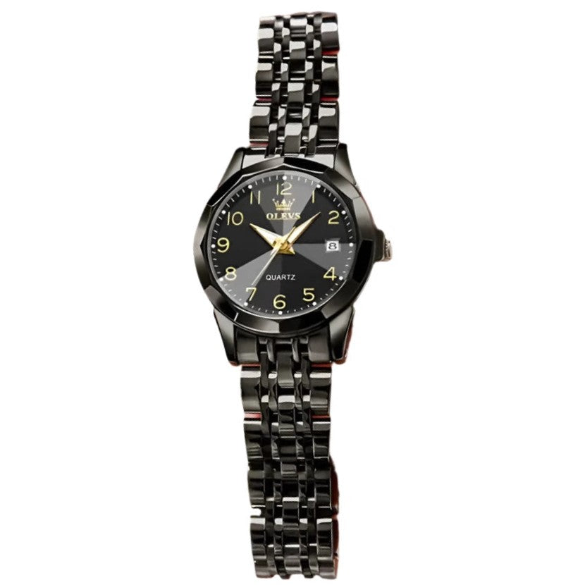 ELEGANCE® 9970 Men Luxury Quartz Watch Number Dial Rhombus Mirror Hand Clock Stainless Steel Original Watches