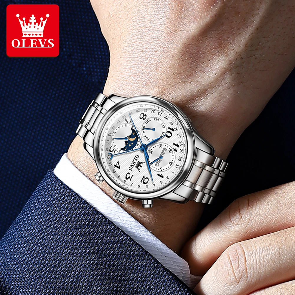 Elegance® 6667 Men's Watches Business Multifunctional Automatic Mechanical Watch for Man Original Waterproof Luminous Date Year Moon