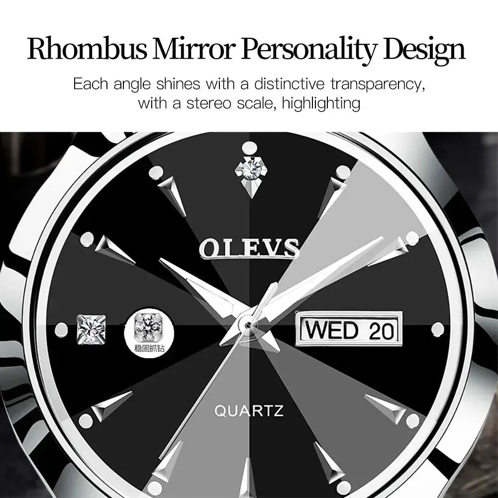 OLEVS 8697 Quartz Mens Women Watches Luxury Original Fashion Design Tungsten Steel Waterproof Calendar TopBrand Wristwatch Gifts ELEGANCE®