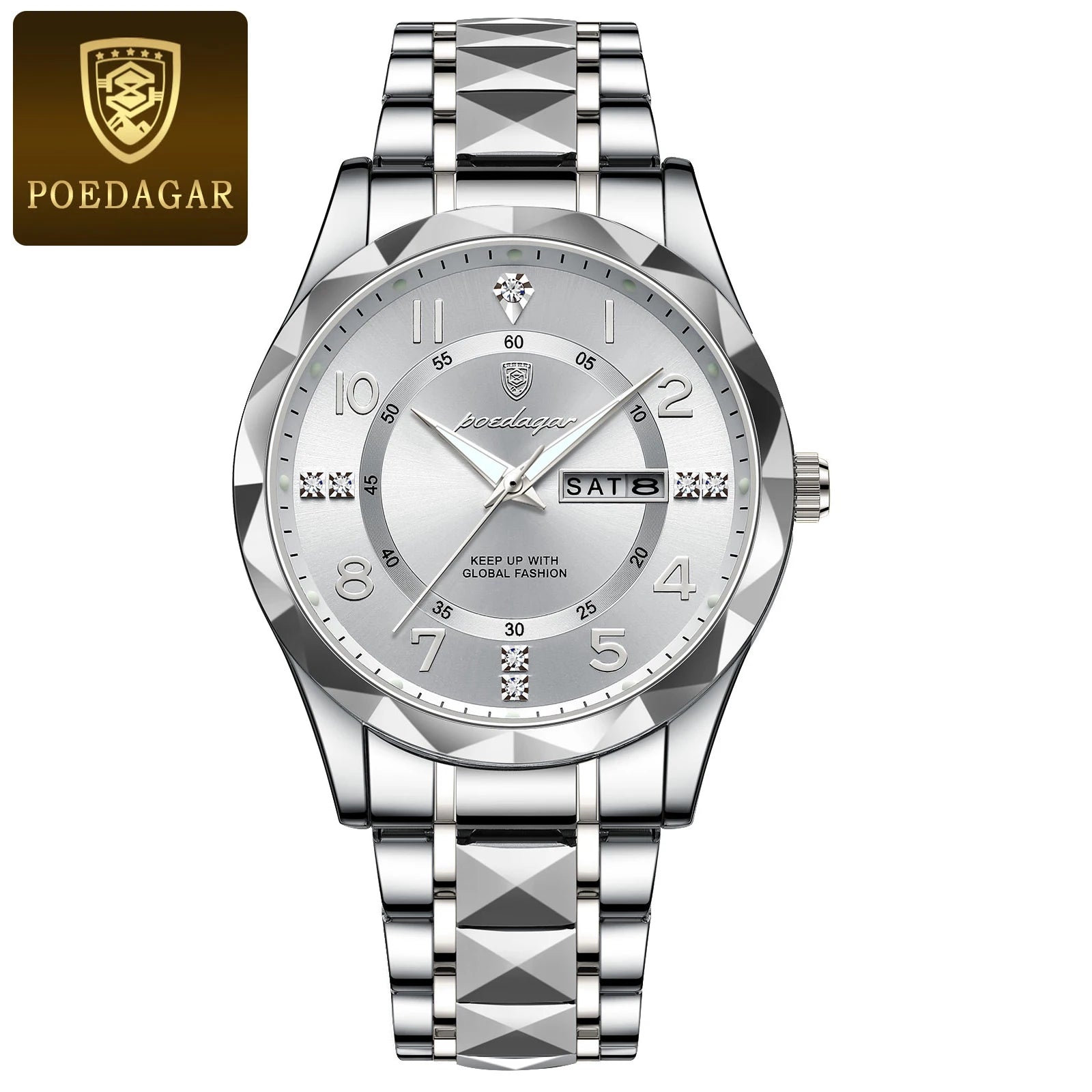 Elegance 858 PrestigeSport Men Watch Luxury Quartz Waterproof Date Week Luminous Wristwatch Stainless Steel Men's Watches Male Clock Sports
