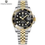 ELEGANCE P1662 Men Watch Automatic Mechanical GMT Wristwatch Sapphire Glass Stainless Steel 100M Waterproof