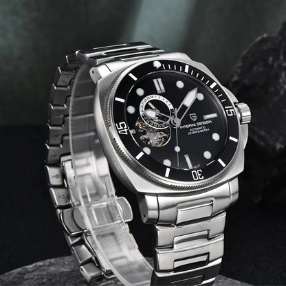 ELEGANCE® P1736 Men Watch Automatic Mechanical Top Brand Sports Fashion Sapphire 200M Waterproof Wristwatch