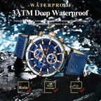 Elegance® 860 Luxury Sports Man Wristwatch Military Quartz Men Watch Waterproof Luminous Chronograph Date Leather Men's Watches