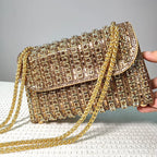 Elegance GlamourPurse Bag for Women Luxury Designer Bags Diamond Shoulder Bag Women Party Bag Portable Messenger Bag Gold Bag