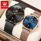 Elegance 5869 Ultra Thin Couple Watches Set Men & Women Top Brand Luxury Simple Quartz Wristwatch Calendar Clock