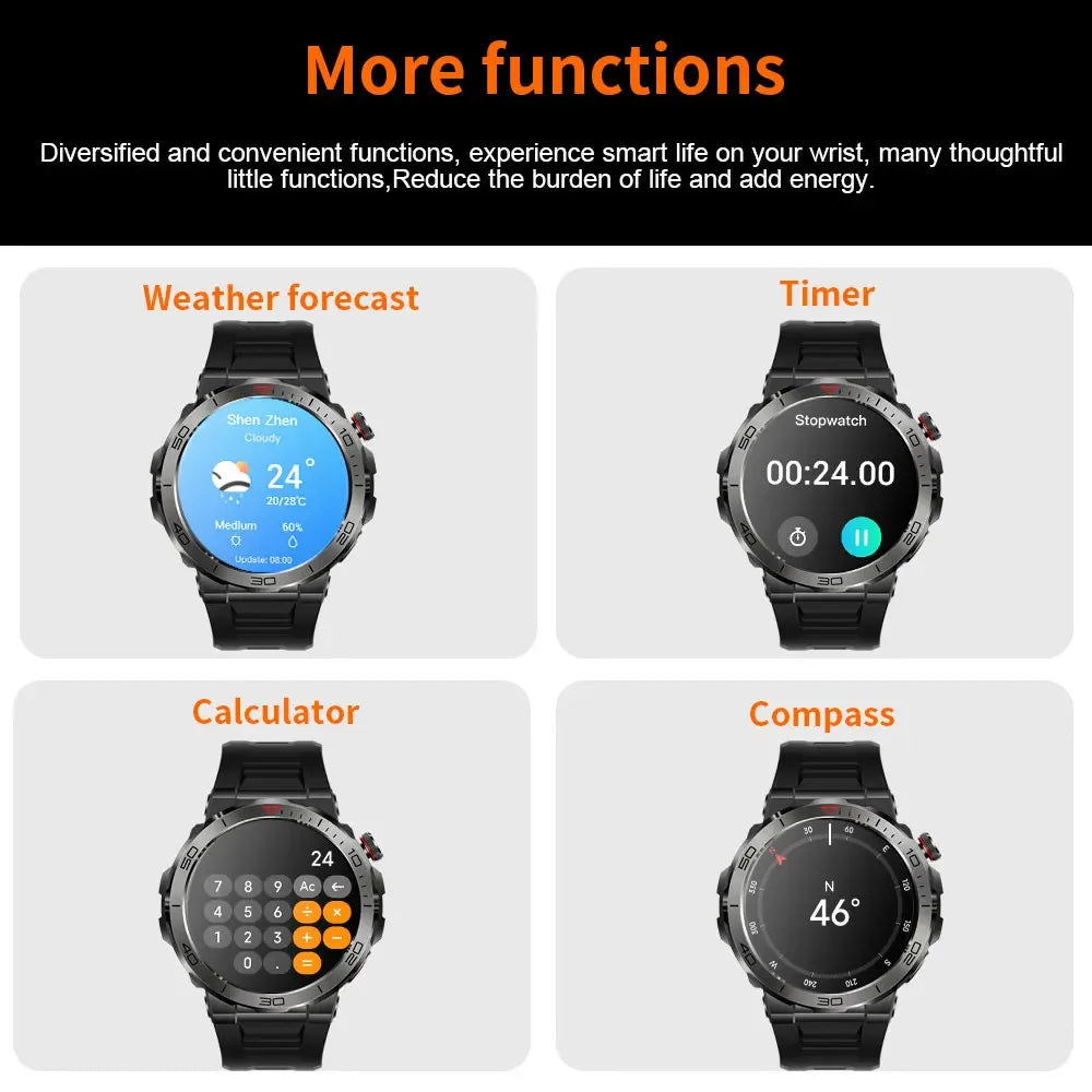 Elegance® Tracker Pro SmartWatch 1.43 Amoled GPS Smart watches for men Bluetooth call Compass Sports Smartwatch For Android IOS Fitness Tracker