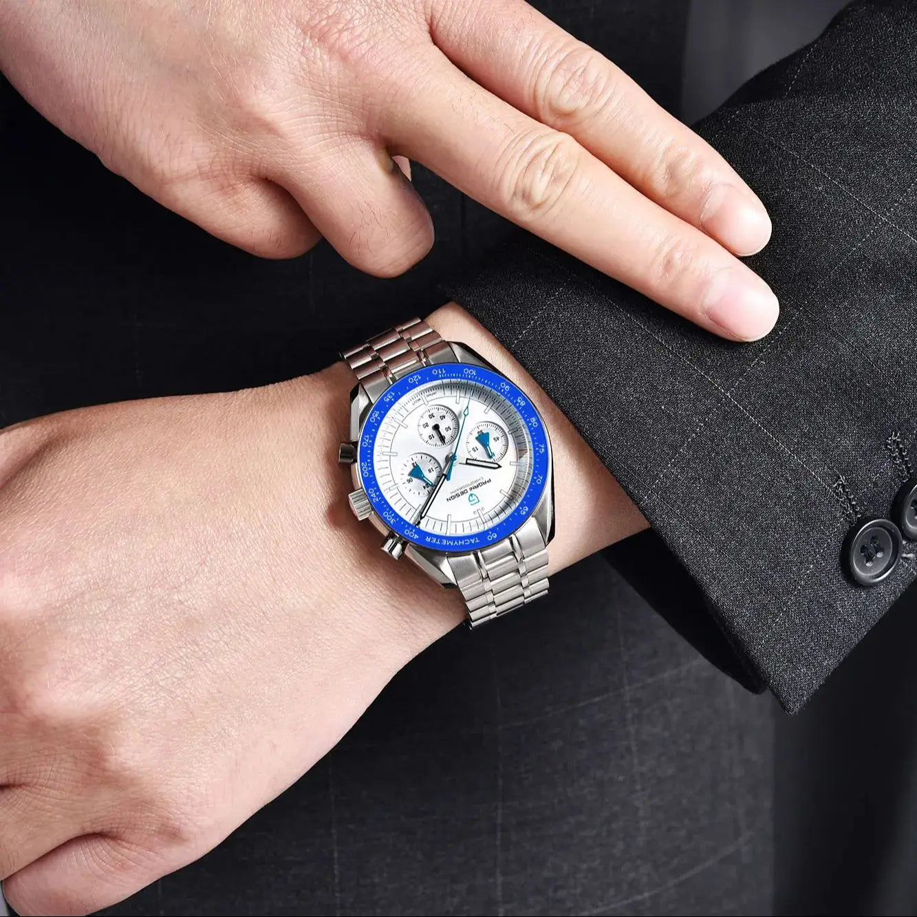 Elegance® LunarElite 1701 Men's Watches Blue Aerospace Moon Quartz Watch For Men Speed Sport Chronograph AR Sapphire crystal