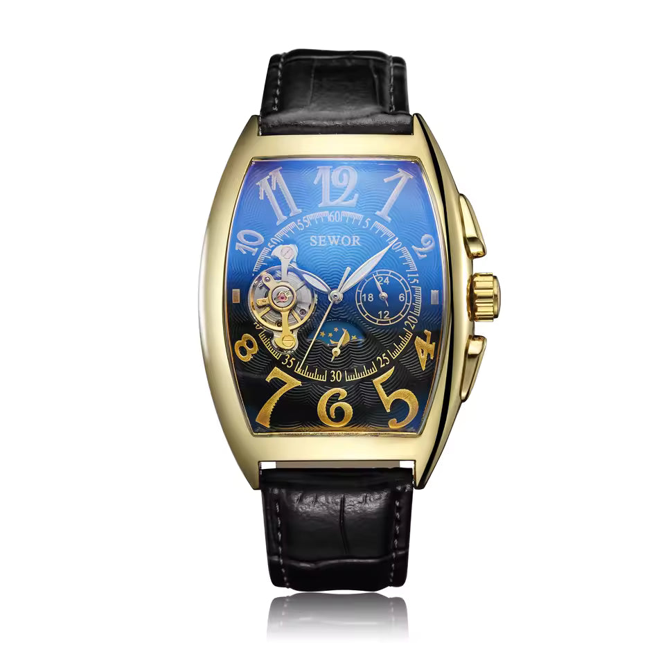 Elegance Luxe Mechanique S075 Men Automatic Watch Mechanical Luxury Tourbillon Skeleton Luminous