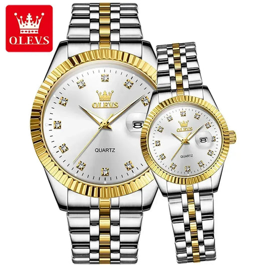 OLEVS 5526 Quartz Mens Women Couple Watches Top Brand Luxury Original Fashion Design Stainless Steel Waterproof Wristwatch Gifts ELEGANCE®