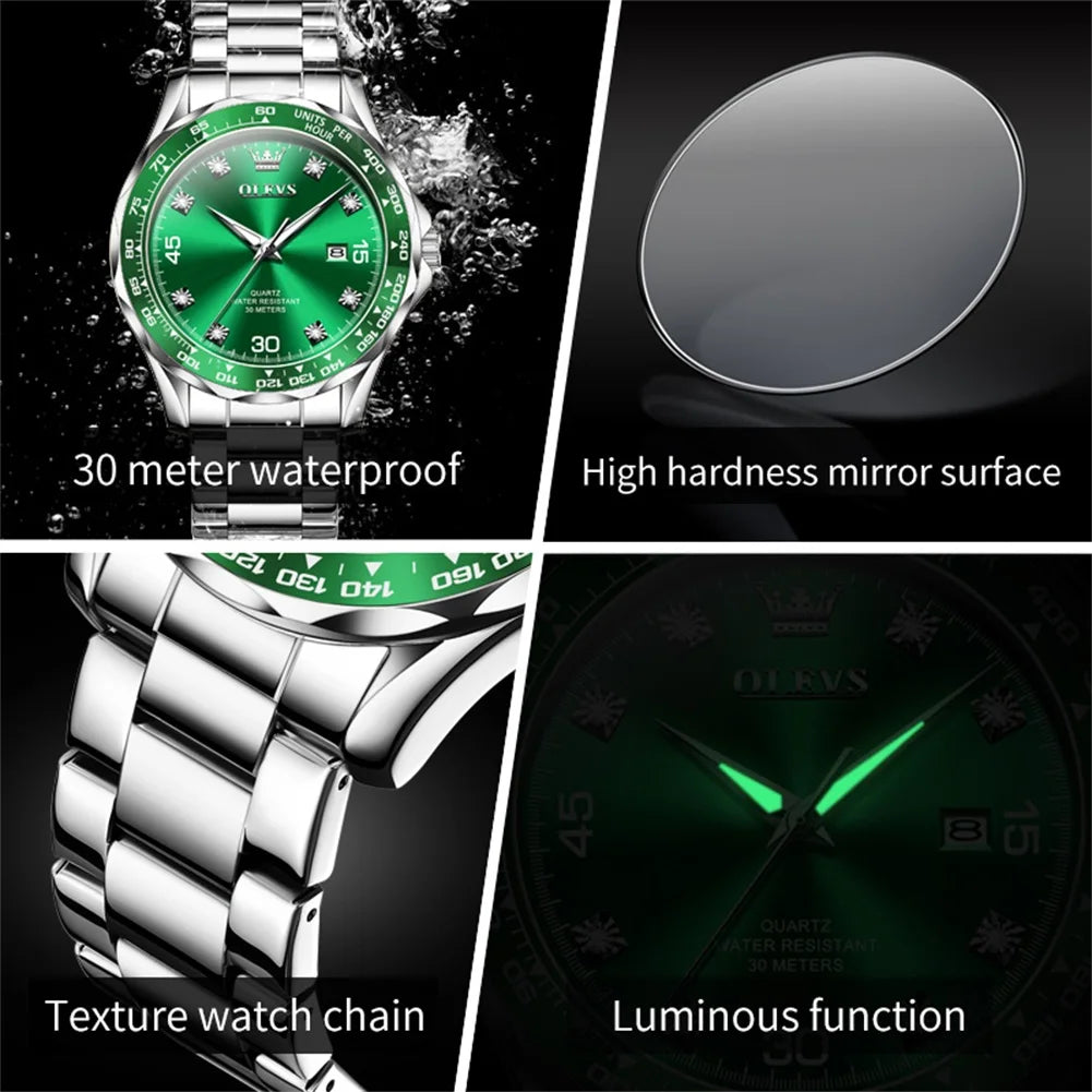 ELEGANCE® Luxe Chrono 9988 Men's Watches Luxury Fashion Trend Chronograph Waterproof Luminous Men Wristwatches Simple Stainless Watch Luxury Business