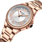 Elegance Radiant Rose 9091 Women's Quartz Watch Fashion Simple Elegant Rose Gold Analog Display Steel Strap  Wristwatch for Ladies Clock Gift