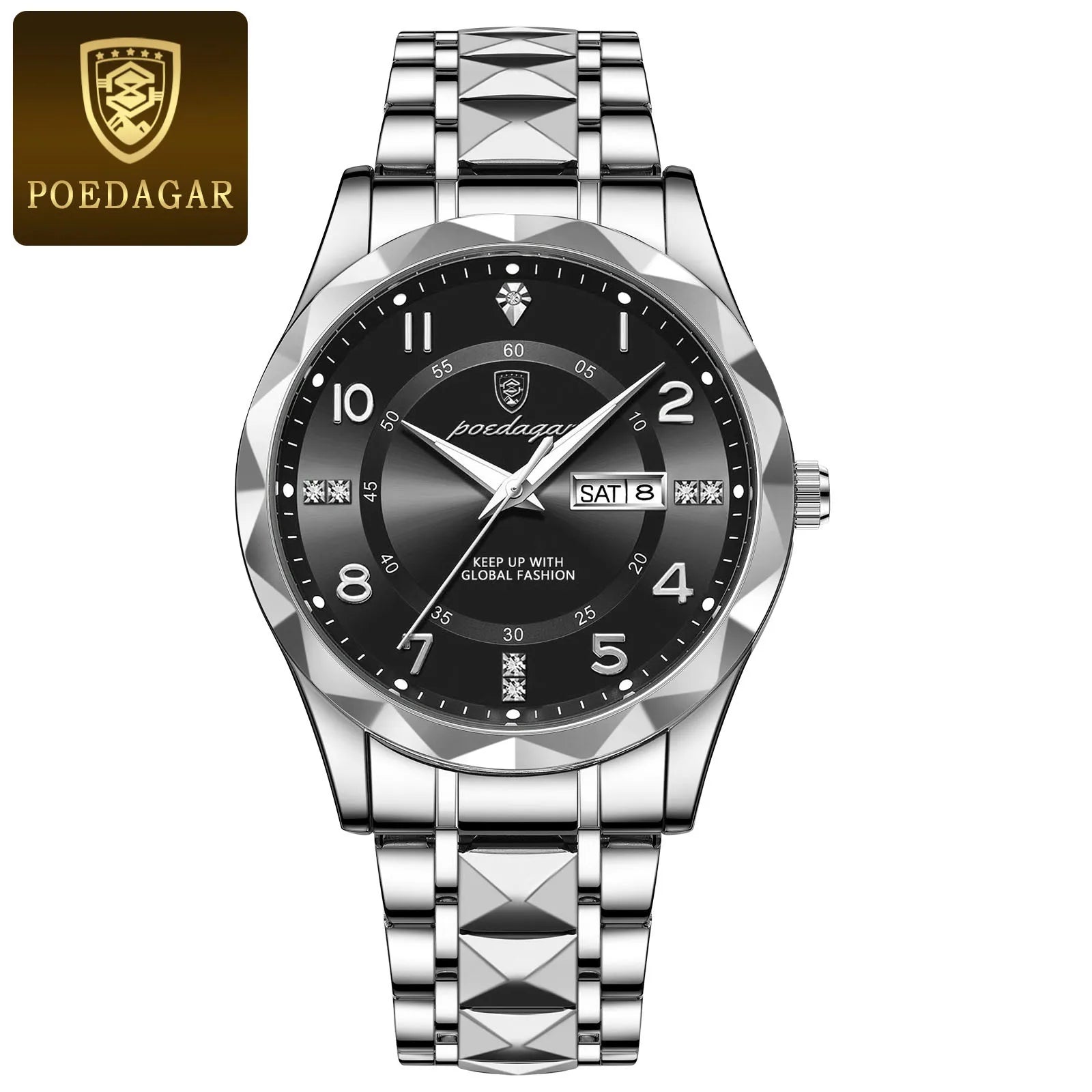 Elegance 858 PrestigeSport Men Watch Luxury Quartz Waterproof Date Week Luminous Wristwatch Stainless Steel Men's Watches Male Clock Sports