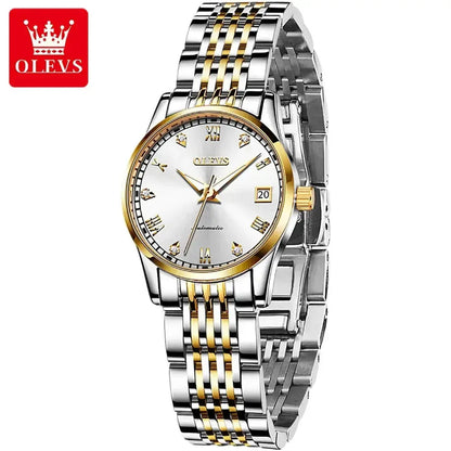 OLEVS 6602 Automatic Mechanical Couple Watch Luminous Stainless Steel Waterproof Top Brand Luxury Wristwatch Gift For Women Man ELEGANCE®