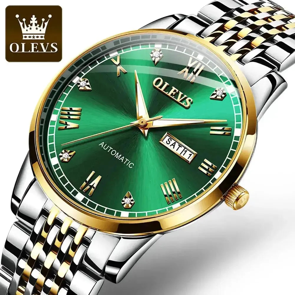 OLEVS 6602 Automatic Mechanical Couple Watch Luminous Stainless Steel Waterproof Top Brand Luxury Wristwatch Gift For Women Man ELEGANCE®