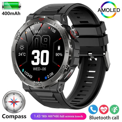 Elegance® Tracker Pro SmartWatch 1.43 Amoled GPS Smart watches for men Bluetooth call Compass Sports Smartwatch For Android IOS Fitness Tracker