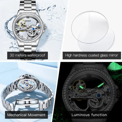 Elegance® 6699 Fully Hollow Out Mechanical Watch for Women Luxury Fashion Diamond Lap Ladies Wristwatch Elegant Automatic Women's Watches