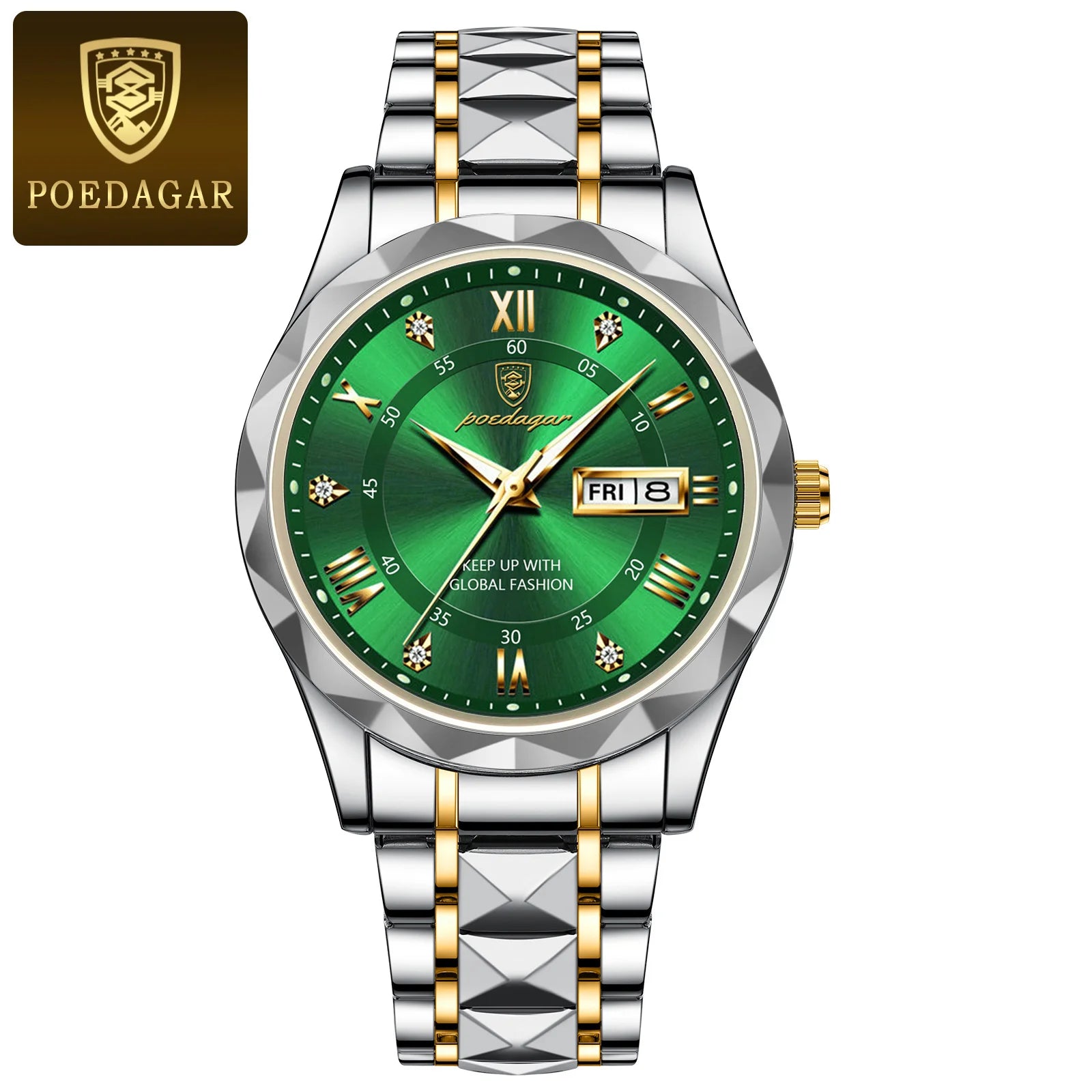Elegance 615 LuxeTime Men Watch Luxury Quartz Waterproof Date Week Luminous Wristwatch Stainless Steel Men's Watches Male Clock Sports