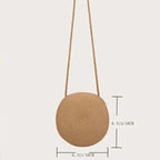 Elegance PureElegance Minimalist Bag - Minimalist Straw Bag Round Crossbody Purse Women Shoulder Vocation Style Handbag