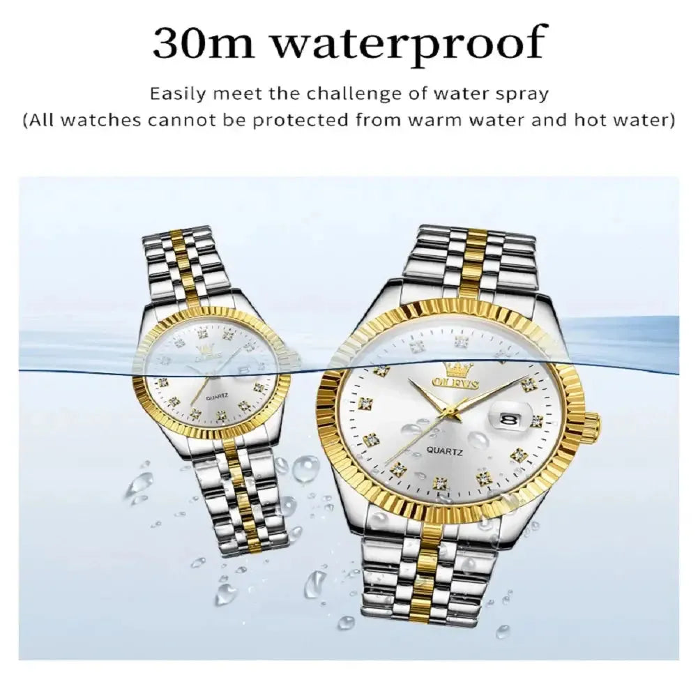 OLEVS 5526 Quartz Mens Women Couple Watches Top Brand Luxury Original Fashion Design Stainless Steel Waterproof Wristwatch Gifts ELEGANCE®