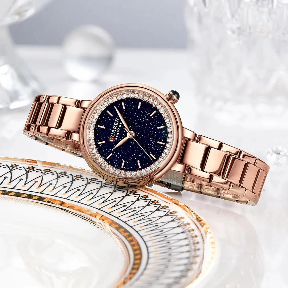 Elegance Luxe Essence 9089 Luxury Quartz Wristwatch for Ladies Top Brand Thin Stainless Steel Band Watches Female
