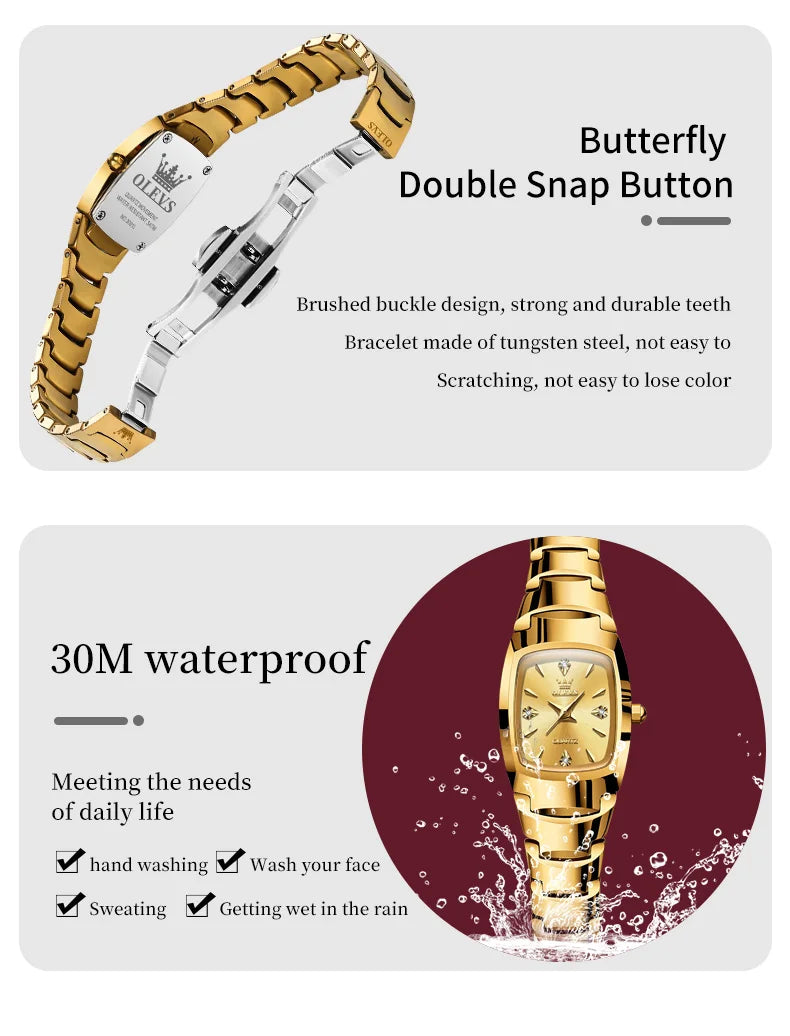 Elegance® 7006 Quartz Watch for Couple Tungsten steel Diamond Gold Watch Waterproof Gifts His Hers Watch Sets Couple Watch