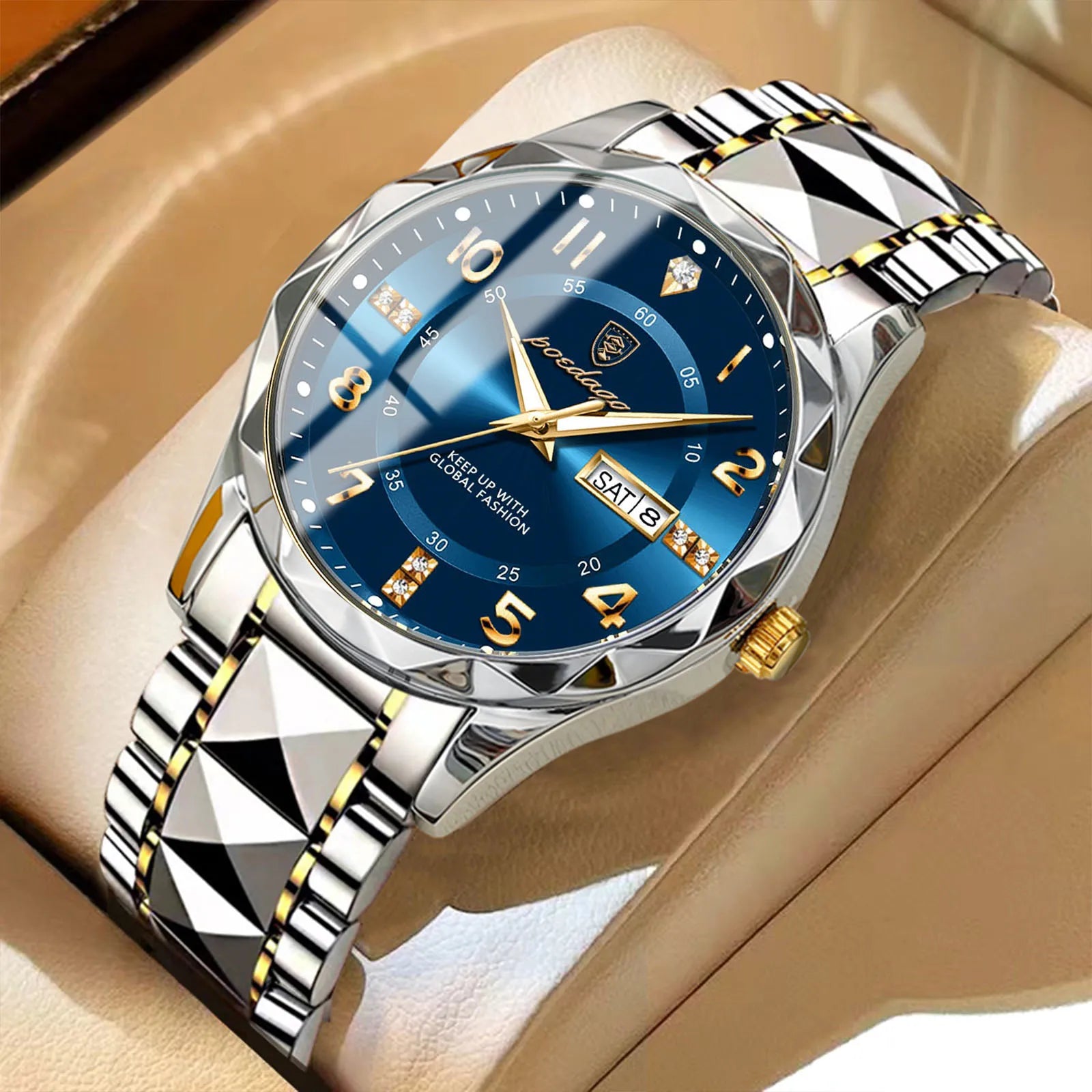 Elegance 858 PrestigeSport Men Watch Luxury Quartz Waterproof Date Week Luminous Wristwatch Stainless Steel Men's Watches Male Clock Sports