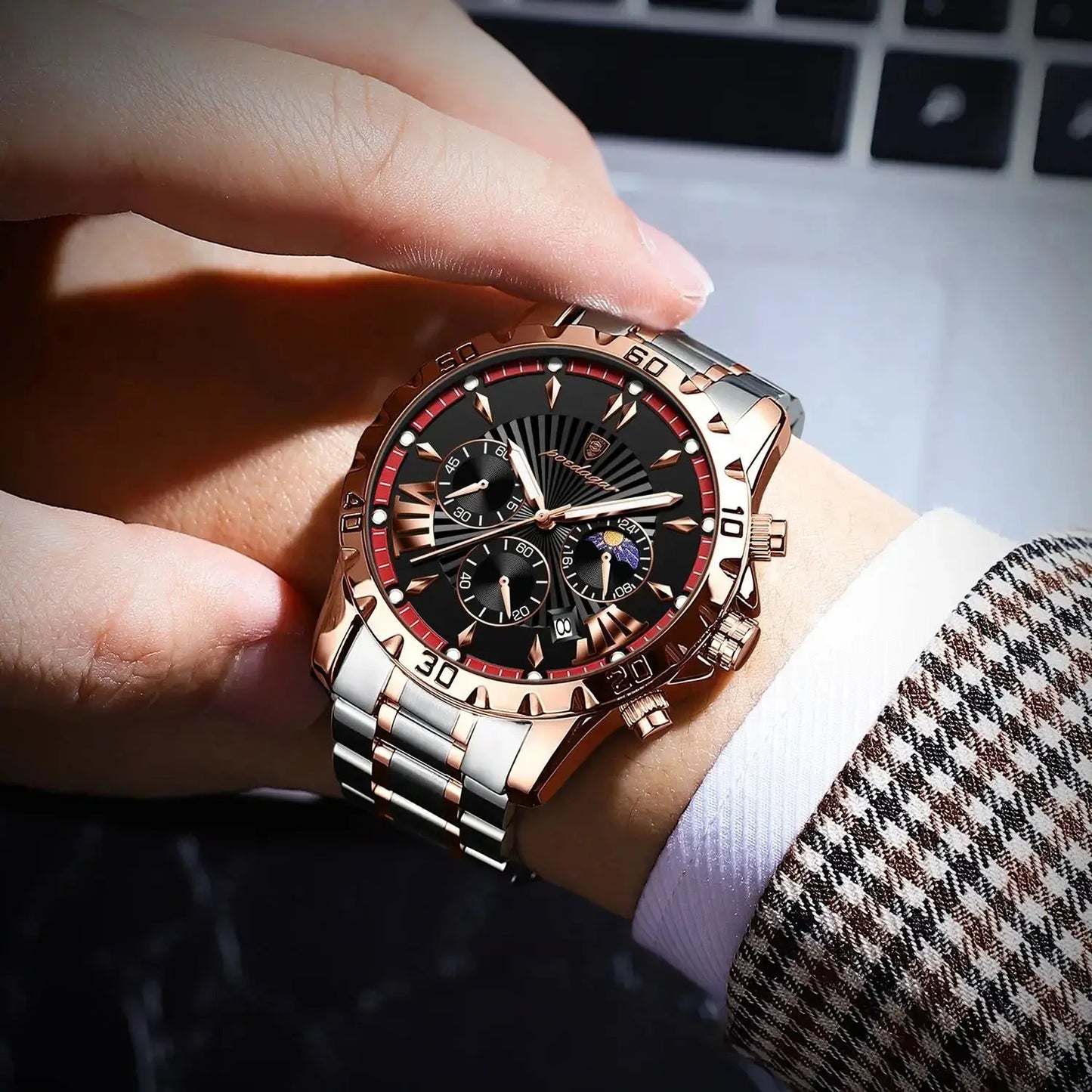 Elegance® 968 Luxury High Quality Watch for Man Waterproof Luminous Chronograph Date Men Watch Stainless Steel Quartz Men's Watches