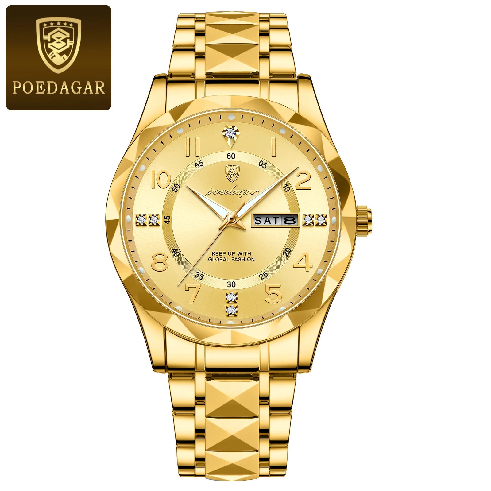 Elegance 858 PrestigeSport Men Watch Luxury Quartz Waterproof Date Week Luminous Wristwatch Stainless Steel Men's Watches Male Clock Sports