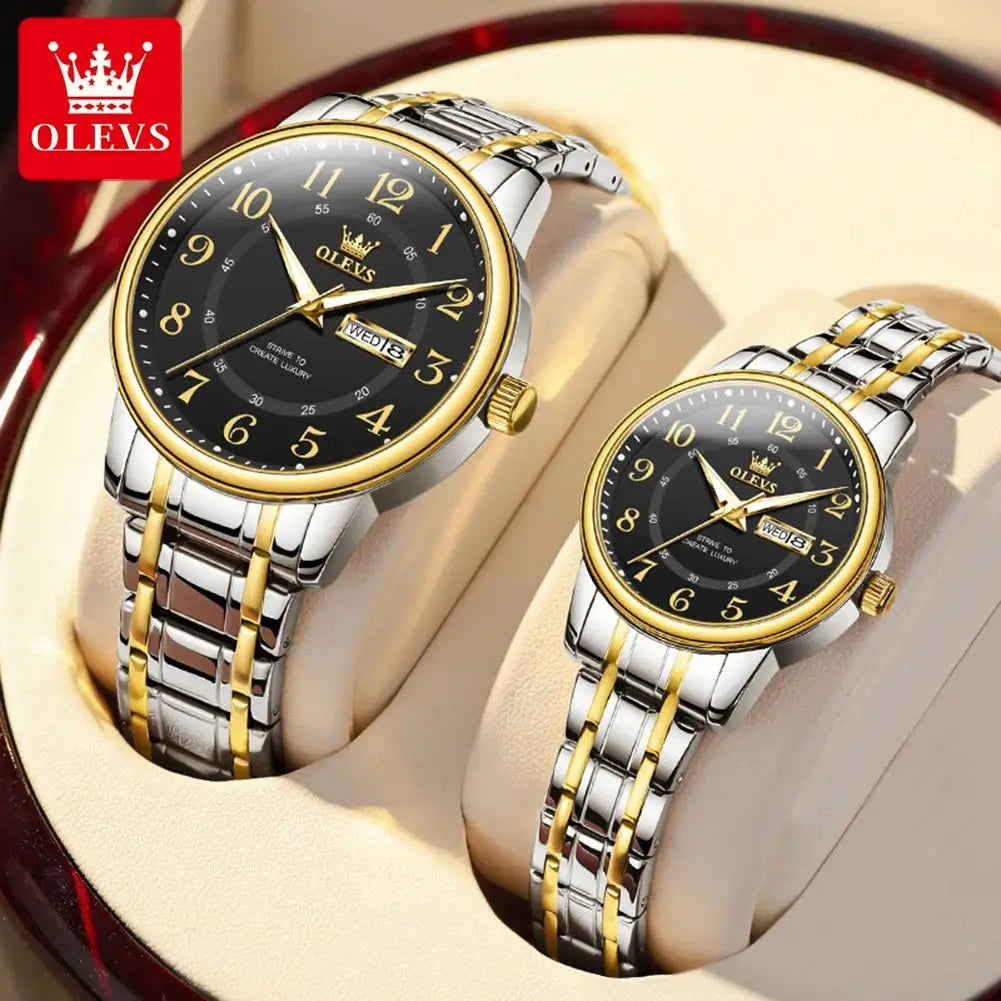 OLEVS 2891 Quartz Mens Women Couple Watches Top Brand Luxury Original Fashion Design Stainless Steel Waterproof Wristwatch Gifts ELEGANCE®