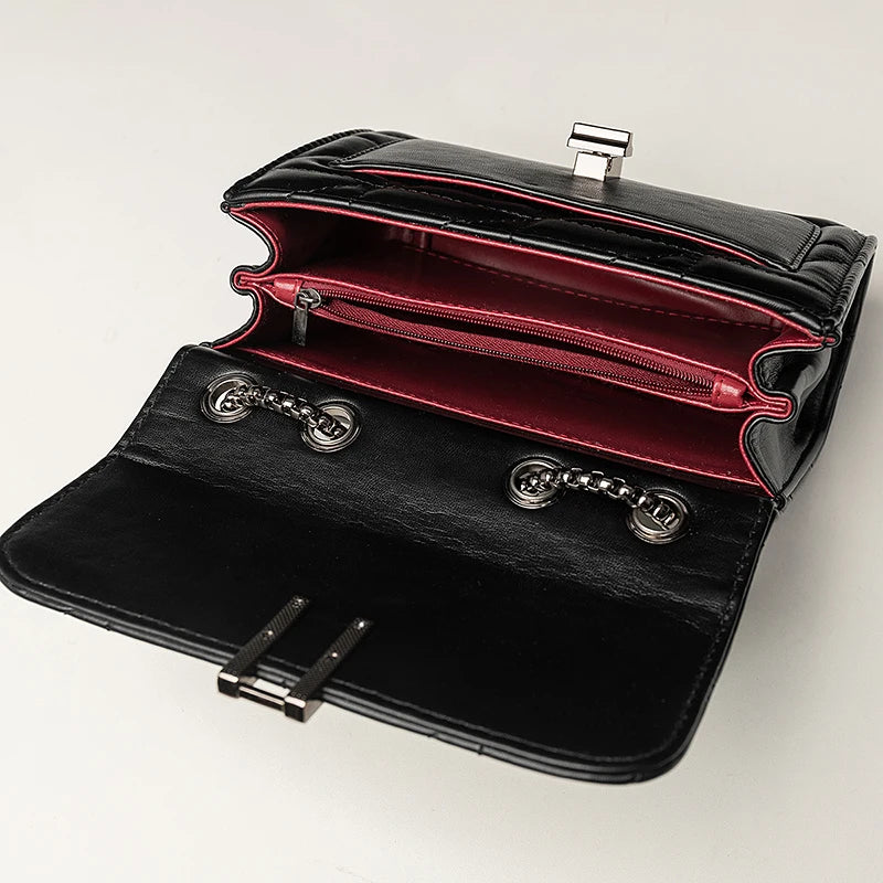 Elegance Quilted Charm Shoulder Bag Classic Quilted Detail Square Bag, Solid Color Flap Shoulder Bag, All-Match Chain Bag