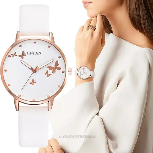 ELEGANCE® Luxurious Butterfly Design Dial Design Ladies Watches Women Fashion Luxury Dress Watch Casual Woman Quartz Leather Clock