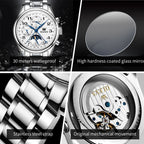 Elegance® 6667 Men's Watches Business Multifunctional Automatic Mechanical Watch for Man Original Waterproof Luminous Date Year Moon