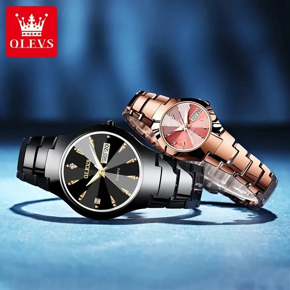 OLEVS 8697 Quartz Mens Women Watches Luxury Original Fashion Design Tungsten Steel Waterproof Calendar TopBrand Wristwatch Gifts ELEGANCE®