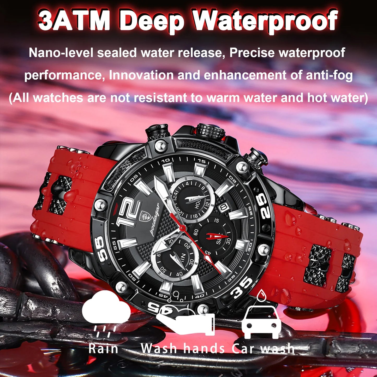 Elegance® 912 Sport Chrono Luxury Man Wristwatch Chronograph Waterproof Luminous Date Watches for Men Casual Quartz Silicone Men Watch