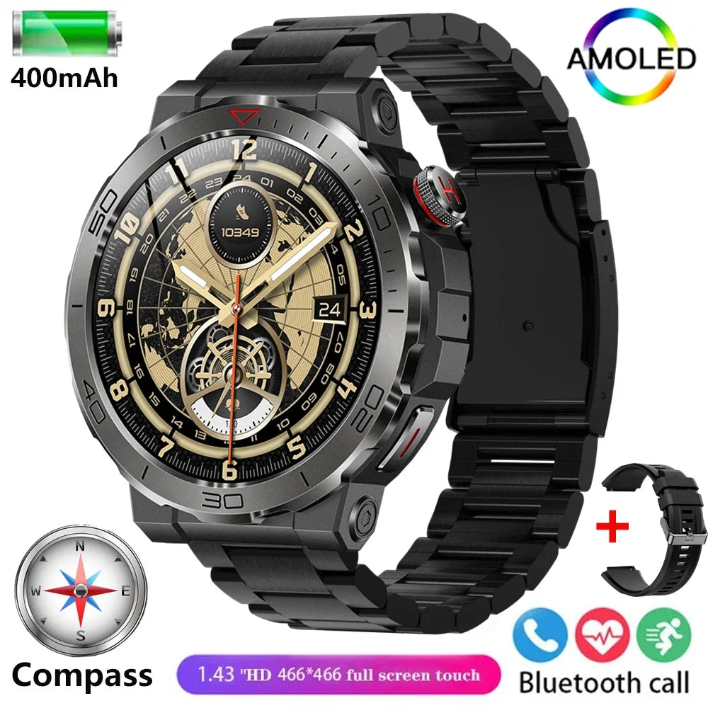 Elegance® Tracker Pro SmartWatch 1.43 Amoled GPS Smart watches for men Bluetooth call Compass Sports Smartwatch For Android IOS Fitness Tracker