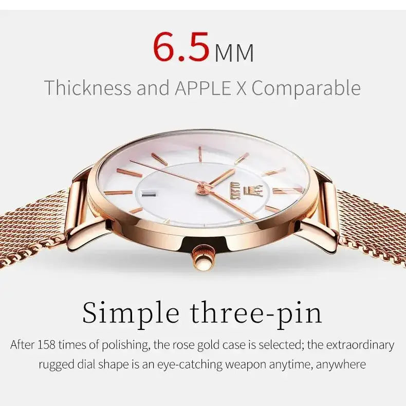 Elegance® 5869 Ultra Thin Women Watch 6.5mm Dial Stainless Steel Waterproof Fashion Simplicity