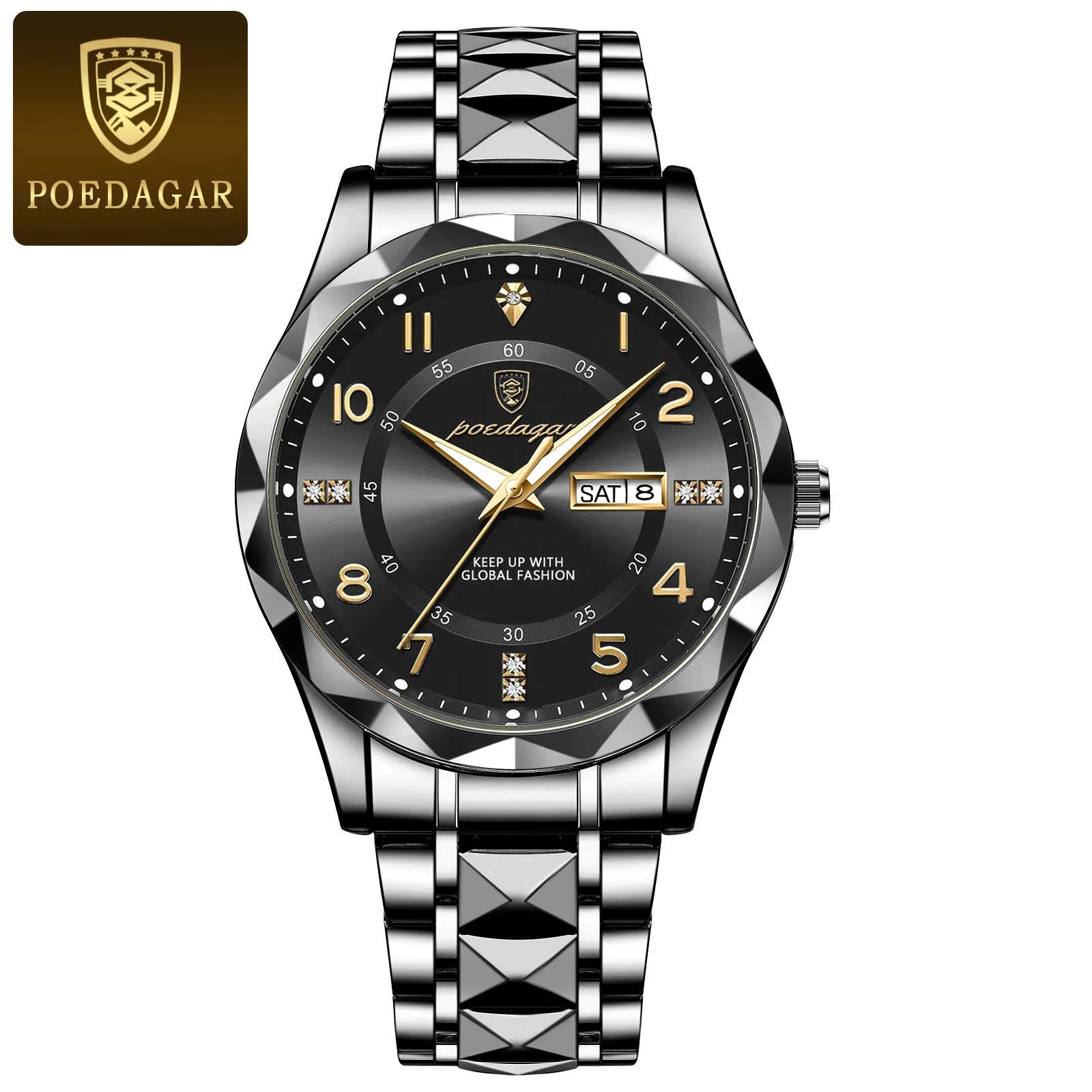 Elegance 858 PrestigeSport Men Watch Luxury Quartz Waterproof Date Week Luminous Wristwatch Stainless Steel Men's Watches Male Clock Sports