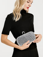 Elegance Radiant Chic Rhinestone Clutch - Small Square Purse Trend Luxury Designer Chain Shoulder Bag Women's Handbags Wallets Evening Bag For Wedding ﻿