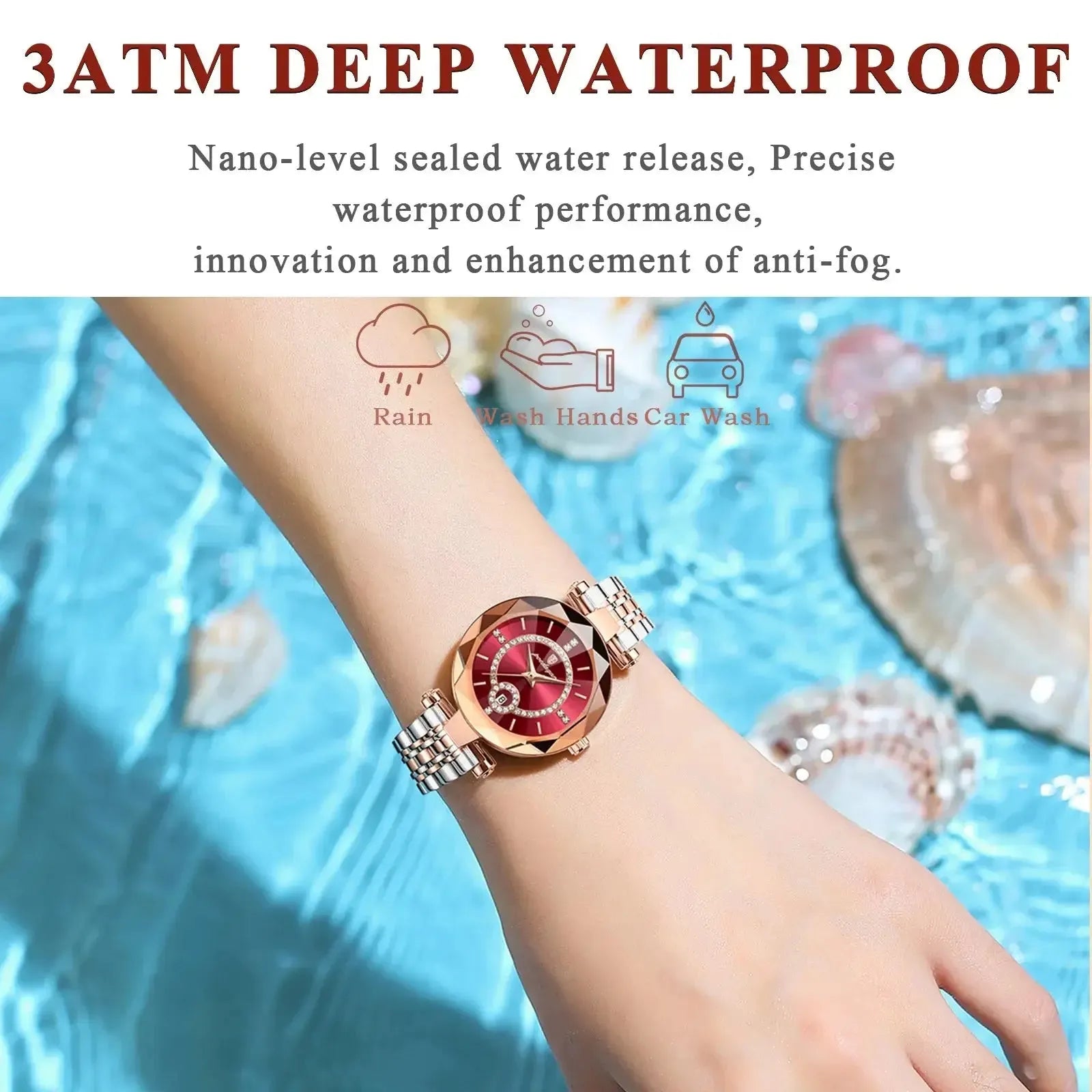 ELEGANCE® Luxury Watch For Woman High Quality Diamond Ladies Quartz Watch Waterproof Date Stainless Steel Women Watches box POEDAGAR