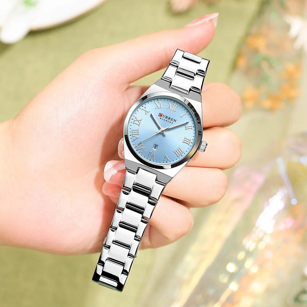 Elegance 9095 Gold Signature Women Watch Fashion Gold Stainless Stain Steel Ladies Watch Waterproof Quarzt Wristwatch Romatic Girlfriend Gift