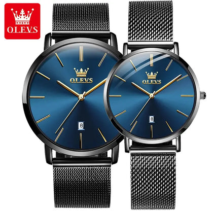 Elegance® 5869 Ultra Thin Couple Watches Set Men & Women Top Brand Luxury Simple Quartz Wristwatch Calendar Clock