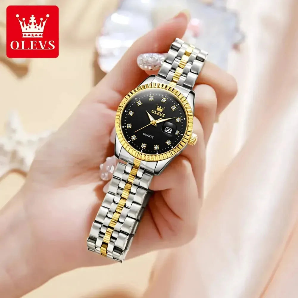 OLEVS 5526 Quartz Mens Women Couple Watches Top Brand Luxury Original Fashion Design Stainless Steel Waterproof Wristwatch Gifts ELEGANCE®