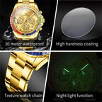 Elegance® 2939 Multifunctional Men's Watch Luxury Brand Colorful Diamond Waterproof dial High Quality Original Quartz Men's Watch