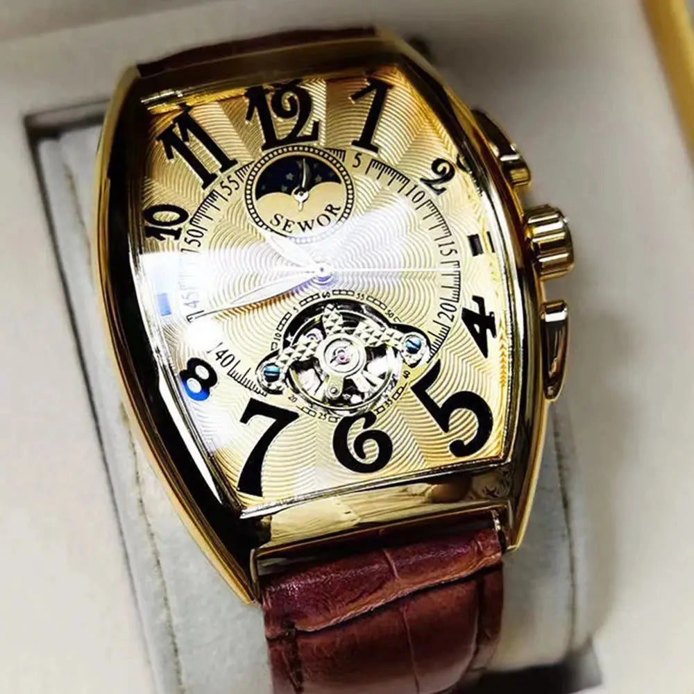 Elegance® Luxe Mechanique S075 Men Automatic Watch Mechanical Luxury Tourbillon Skeleton Luminous