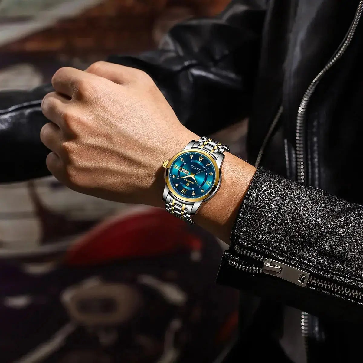 ELEGANCE® Luxury Watch for Man Elegant Date Week Waterproof Luminous Men Watch Quartz Stainless Steel Sports Men's Watches POEDAGAR