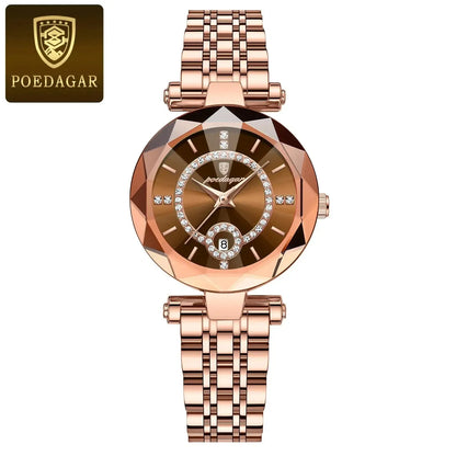 ELEGANCE® Luxury Watch For Woman High Quality Diamond Ladies Quartz Watch Waterproof Date Stainless Steel Women Watches box POEDAGAR